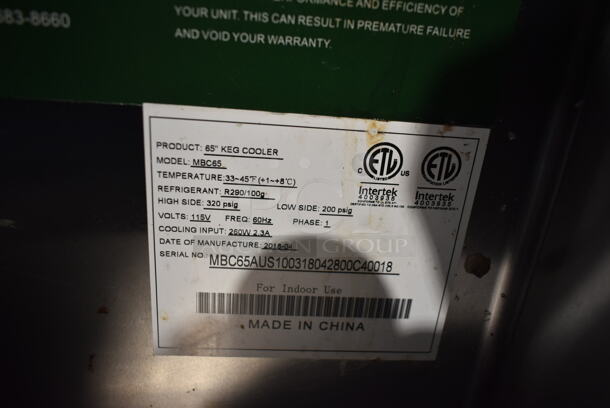 2018 Atosa MBC65 Stainless Steel Commercial Back Bar Bottle Cooler w/ 2 Sliding Lids. 115 Volts, 1 Phase. Tested and Working! - Image 6 of 6