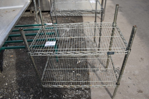 Chrome Finish 2 Tier Wire Shelving Unit. BUYER MUST DISMANTLE. PCI CANNOT DISMANTLE FOR SHIPPING. PLEASE CONSIDER FREIGHT CHARGES. 30x18x34