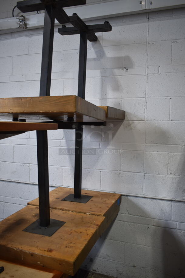 8 Butcher Board Wooden Dining Height Table on Black Metal Table Base. 8 Times Your Bid! - Image 2 of 8