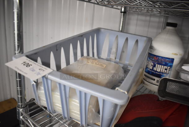 ALL ONE MONEY! Tier Lot of Various Items Including Poly Bins, Stands and Metal Lids - Image 5 of 6