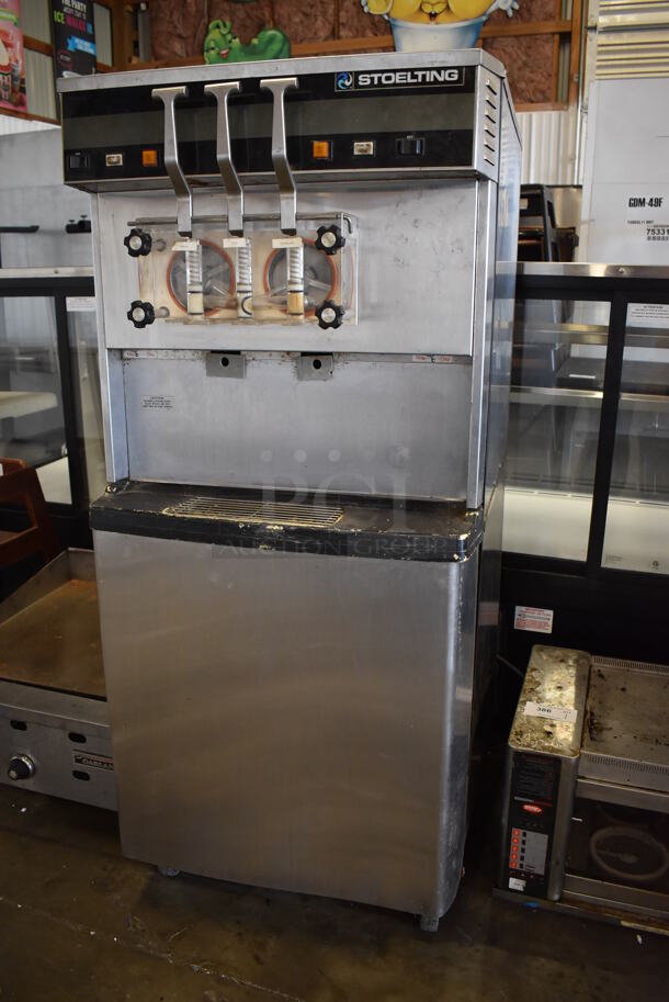 Stoelting 4231-18B Stainless Steel Commercial Floor Style 2 Flavor w/ Twist Soft Serve Ice Cream Machine on Commercial Casters. 208-230 volts, 1 Phase. 26x31x60 - Image 3 of 9