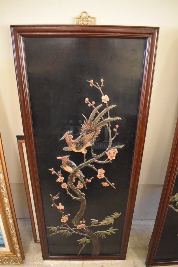 Framed Picture of Peafowl in Asian Style. Goes GREAT w/ Lots 26-28!