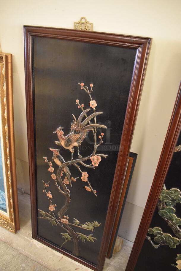 Framed Picture of Peafowl in Asian Style. Goes GREAT w/ Lots 26-28! - Image 2 of 7