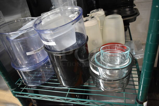 ALL ONE MONEY! Tier Lot of Various Items Including Poly Syrup Pourers, Metal Muffin Baking Pan, Poly Drop In Bins, Glass Container, Poly Pitchers - Image 2 of 12
