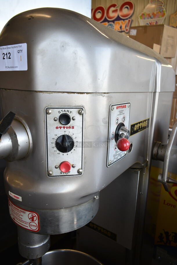 Attias USA60 Metal Commercial Floor Style 60 Quart Planetary Dough Mixer w/ Stainless Steel Mixing Bowl, Whisk and Paddle Attachments. 208 Volts, 3 Phase.  - Image 6 of 10