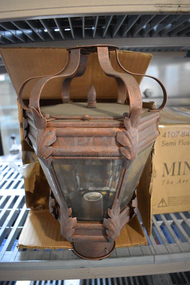 Brown Metal Light Fixture. 9.5x9.5x14