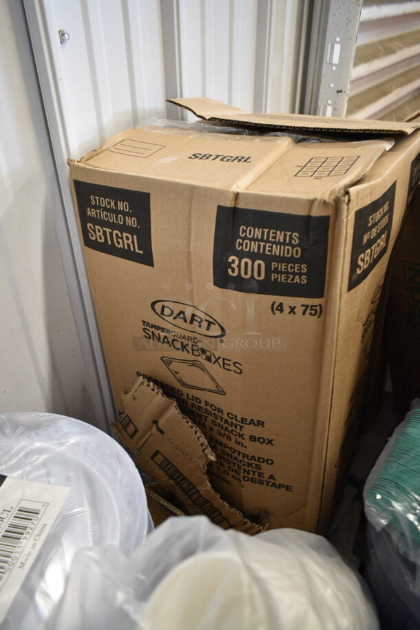PALLET LOT of 19 BRAND NEW Boxes Including 130GH Spoons, 999RP10CL Choice Crystal 10" Clear Plastic Plate - 20/Pack, SBTGRL Dart TamperGuard Recessed Lid for Tamper-Resistant, Tamper-Evident Containers - 300/Case, 8 oz Flower Sno Cone Cups, 5001RT600B Lavex White Hardwound Paper Towel, 600 Feet / Roll - 12/Case, Environ Forks, Fineline 17CKFSKPPS Wrapped Cutlery Kit. 19 Times Your Bid! - Image 6 of 12