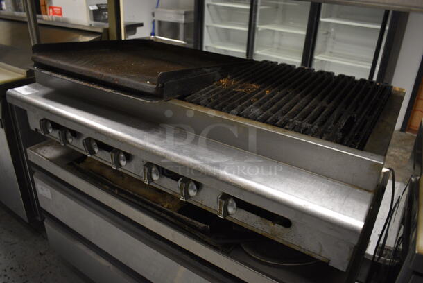 Imperial Stainless Steel Commercial Gas Powered Charbroiler Grill w/ Griddle. 48x32x14 BUYER MUST REMOVE. Item Was in Working Condition on Last Day of Business. (kitchen) - Image 6 of 6