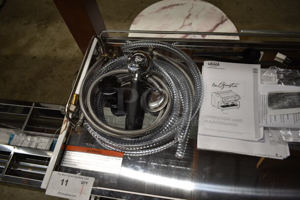 BRAND NEW SCRATCH AND DENT! Gaggia 21AVETRO3W Vetro White 3 Group Automatic Espresso Machine w/ 3 Portafilters and 2 Steam Wands. 220 Volts. - Image 4 of 10