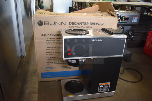 BRAND NEW IN BOX! 2022 Bunn VPR Stainless Steel Commercial Countertop 2 Burner Coffee Machine w/ 2 Coffee Pots and Poly Brew Basket. 120 Volts, 1 Phase. 16x8.5x20 - Image 2 of 12