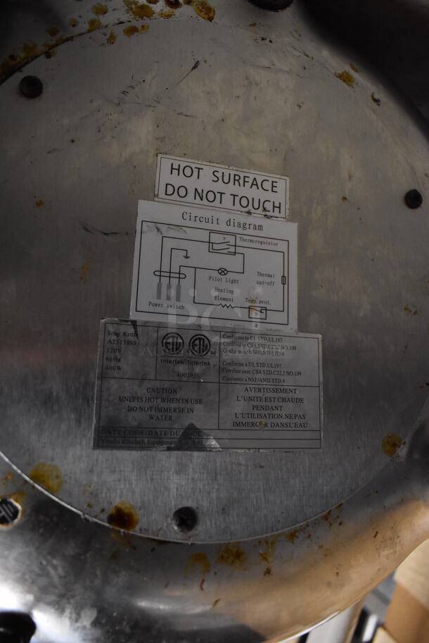 Omega AT51588S Stainless Steel Commercial Countertop Soup Kettle Food Warmer. 120 Volts, 1 Phase. 13x14x13. Tested and Working! - Image 4 of 4