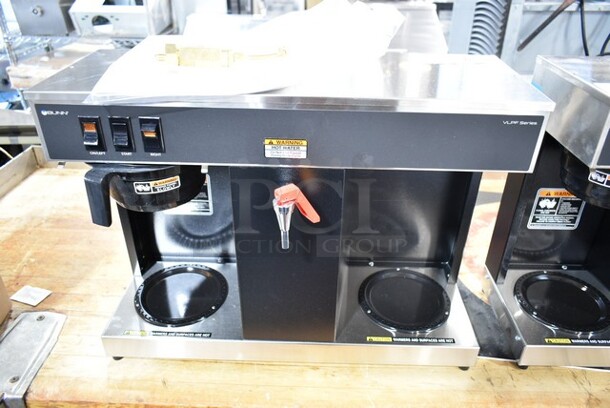 BRAND NEW SCRATCH AND DENT! 2022 Bunn VLPF 07400.0005 Stainless Steel Commercial Automatic Coffee Brewer with Two Lower Warmers. 120 Volts, 1 Phase.  - Image 2 of 8