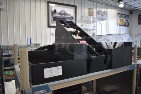 ALL ONE MONEY! Lot of 4 Black Poly Countertop Multi Compartment Bins! Includes 14x14x8