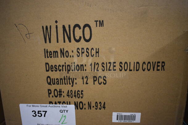 12 BRAND NEW IN BOX! Winco Stainless Steel Full Size Drop In Bin Lids. 12 Times Your Bid! - Image 3 of 3