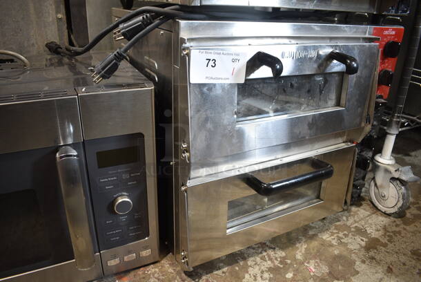2024 Crosson CPO-320 Stainless Steel Commercial Countertop Electric Powered 2 Deck Pizza Oven w/ Broken Cooking Stones. 120 Volts, 1 Phase. Tested and Working! - Image 3 of 8
