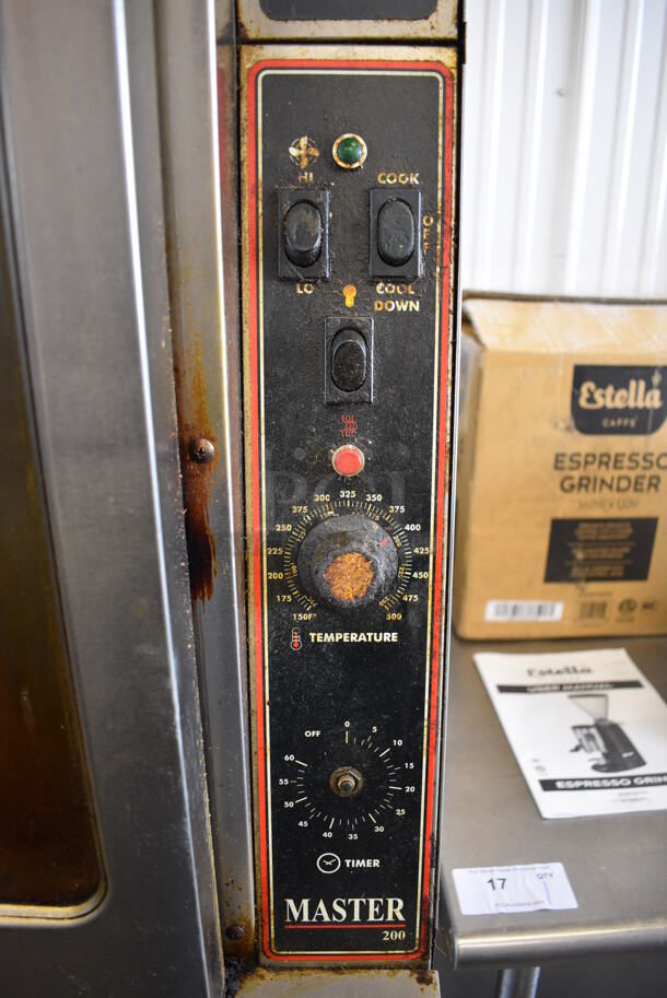 2 Garland Master 200 Stainless Steel Commercial Natural Gas Powered Full Size Convection Oven w/ View Through Doors, Metal Oven Racks and Thermostatic Controls on Commercial Casters. 38x37x68. 2 Times Your Bid! - Image 6 of 7