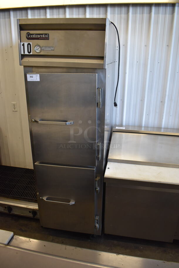 Continental 1R-SA-HD Stainless Steel Commercial 2 Half Size Door Reach In Cooler on Commercial Casters. 115 Volts, 1 Phase. 27x34x82. Tested and Working! - Image 3 of 9