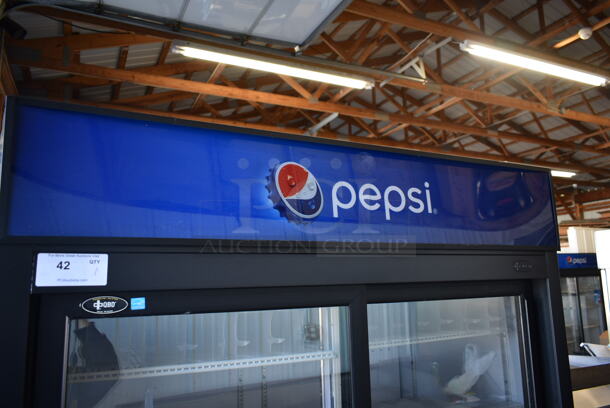 QBD CD45S Metal Commercial 2 Door Reach In Cooler Merchandiser w/ Poly Coated Racks and Drink Sliders. 115 Volts, 1 Phase. Tested and Working! - Image 2 of 8