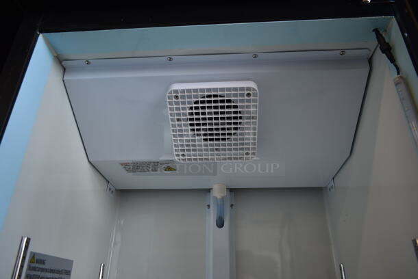 BRAND NEW SCRATCH AND DENT! 2023 Avantco 178GDC15HCB Metal Commercial Single Door Reach In Cooler Merchandiser w/ Poly Coated Racks. 115 Volts, 1 Phase. Tested and Working! - Image 6 of 9