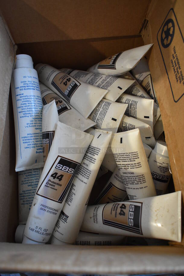 Box of Approximately 20 Tubes of SBS 44 Protective Cream. 1.5x2x7.5
