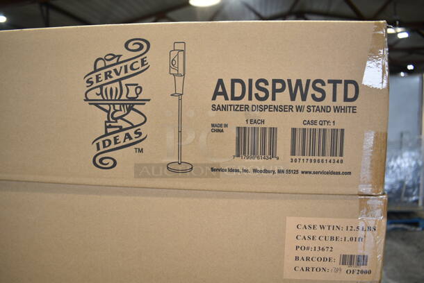 PALLET LOT of 60 BRAND NEW IN BOX! Service Ideas ADISPWSTD 27 oz Gel Soap and Hand Sanitizer Dispenser w/ Floor Stand - 53"H, White. 60 Times Your Bid! - Image 3 of 4