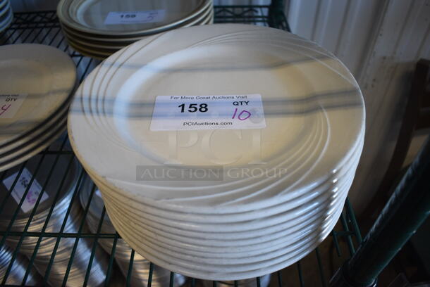 10 White Ceramic Plates. 10.5x10.5x1. 10 Times Your Bid!