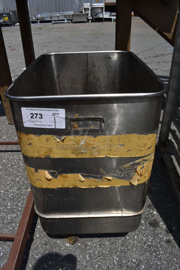 Stainless Steel Commercial Ingredient Bin on Commercial Casters. 15.5x20.5x26.5