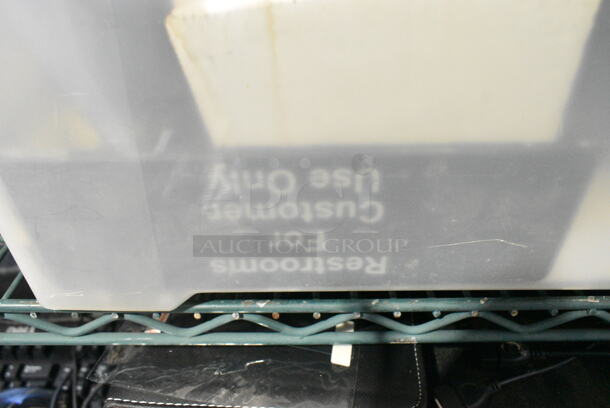 ALL ONE MONEY! Lot of Various Items Including Order Pads, Remote, Sign, Hard Drive in Poly Bin.  - Image 2 of 8