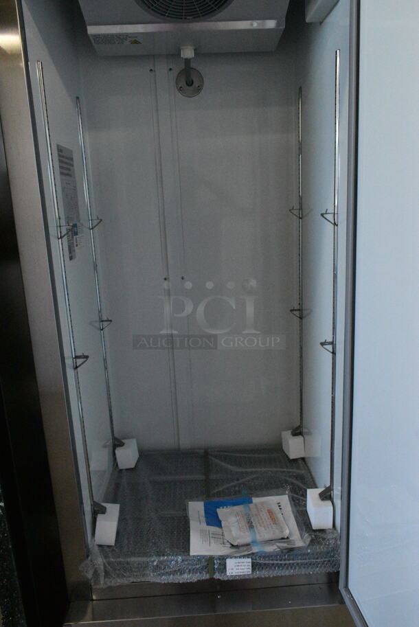 BRAND NEW SCRATCH AND DENT! 2024 Avantco 178A19FHC Stainless Steel Commercial Single Door Reach In Freezer w/ Poly Coated Racks. 115 Volts, 1 Phase. Tested and Working! - Image 4 of 6