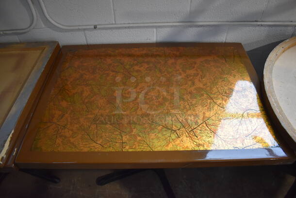 2 Leaf Patterned Tabletop on Black Metal Table Base. 42x30x29. 2 Times Your Bid! - Image 2 of 4