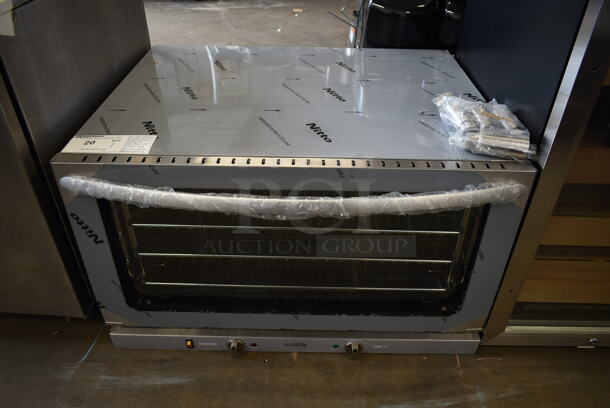 BRAND NEW SCRATCH AND DENT! KoolMore KM-CTCO-44 Stainless Steel Commercial Countertop Electric Powered Convection Oven, Holds Full Size Pans, 4 Racks And 3500W Of Power. See Picture For Missing Exterior Glass Door Pane. 240 Volts.