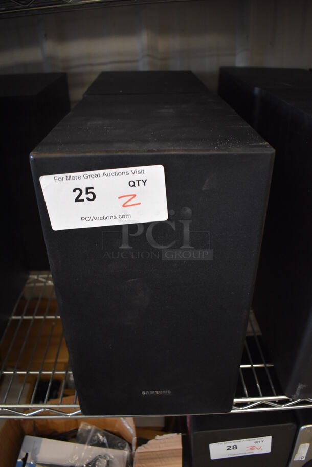 2 Samsung PS-WR53D Subwoofer Speakers. 110-120 Volts, 1 Phase. 8x11.5x14. 2 Times Your Bid! - Image 1 of 5