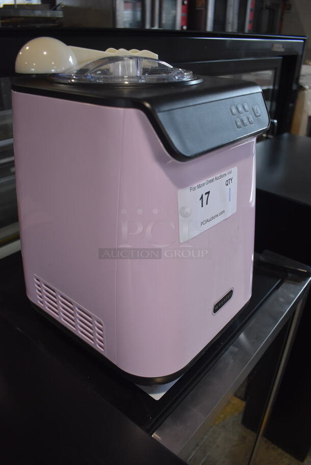 BRAND NEW SCRATCH AND DENT! Whynter ICM-128BPS 1.25 Quart Compact Upright Automatic Ice Cream Maker With Stainless Steel Bowl and Scooper In Limited Black Pink Edition. 100-120V. Tested and Working!  - Image 2 of 8