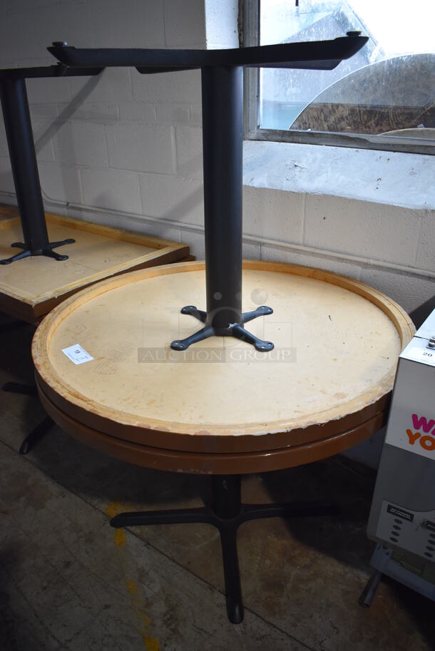 2 Leaf Patterned Round Tabletop on Black Metal Table Base. 42x42x29. 2 Times Your Bid! - Image 6 of 6