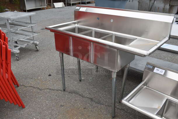 BRAND NEW SCRATCH AND DENT! KoolMore SC121610-12R3 Stainless Steel Commercial 3 Bay Sink w/ Right Side Drain Board. Bays 12x16x10. Drain Board 10x18x1 - Image 2 of 3