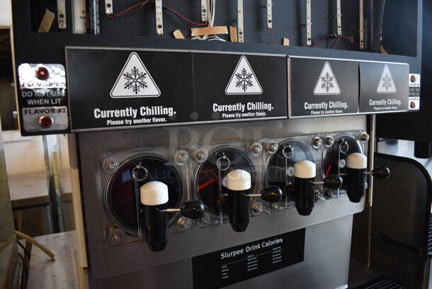 FBD Model FBD564 RC Stainless Steel Commercial Countertop 4 Flavor Slushie Machine on Stainless Steel Soda Station w/ 5 Cup Dispensers and 2 Doors. 208-230 Volts, 1 Phase. 36x42x79 - Image 7 of 8