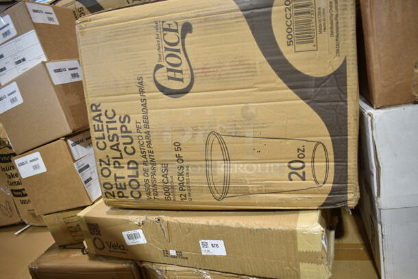 PALLET LOT of 30 BRAND NEW Boxes Including Choice 1 oz Portion Cups, Choice 2 oz Portion Cups, 500CC20 Choice Clear PET Customizable Plastic Cold Cup - 20 oz. - 600/Case, 395RP09 EcoChoice Compostable Sugarcane / Bagasse 9" Plate - 500/Case, 127CH64 Choice 64 oz. Clear RPET Hinged Deli Container - 200/Case, 760BB12 Carnival King 12 oz. Clear Plastic Banana Split Boat - 500/Case, 267810001G Acopa Phoenix Gold 6 1/2" 18/0 Stainless Steel Forged Teaspoon - 12/Case, 2 Box Choice PET Plastic Lid for 1.5 to 2.5 oz. Souffle Cup / Portion Cup - 2500/Case, 5002TPJ Lavex 2-Ply 720' Universal Jumbo Toilet Paper Roll with 9" Diameter - 12/Case, 50010C Choice 10 oz. Coffee Print Poly Paper Hot Cup - 1000/Case, 760IC04P Choice 4 oz. Pink Paper Frozen Yogurt / Food Cup - 1000/Case, 2 Box 129MCS12B Choice 12 oz. Black 6" x 4 3/4" x 1 3/4" Rectangular Microwavable Heavy Weight Container with Lid - 150/Case, 127RD16BULK  Choice 16 oz. Customizable Microwavable Translucent Round Deli Container - 500/Case, 3 Box 127SB32COMBO Choice 32 oz. Clear Plastic Salad Bowl with Lid - 150/Case, 500CC32p Clear PET Plastic Cold Cup - 32 oz., 129MCR50B Choice 43 oz. Black Round Microwavable Heavy Weight Container with Lid 9" - 150/Case. 30 Times Your Bid!  - Image 4 of 12