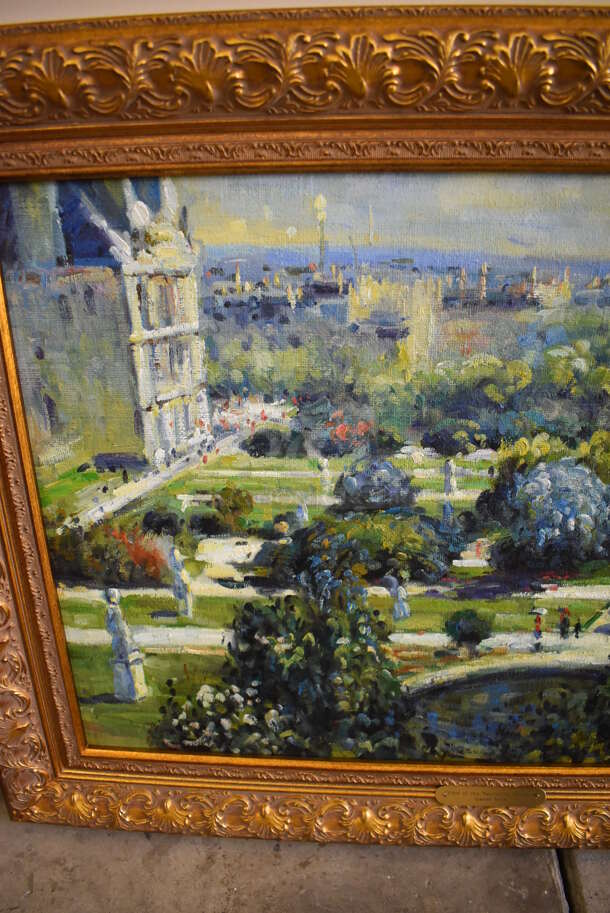 Framed Canvas Painting Reproduction of View of The Tuileries Gardens by Claude Monet From Art Dealer Ed Mero! - Image 5 of 10