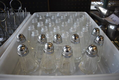 39 Salt / Pepper Shakers w/ 10 Lids. 1.75x1.75x3.25. 39 Times Your Bid!