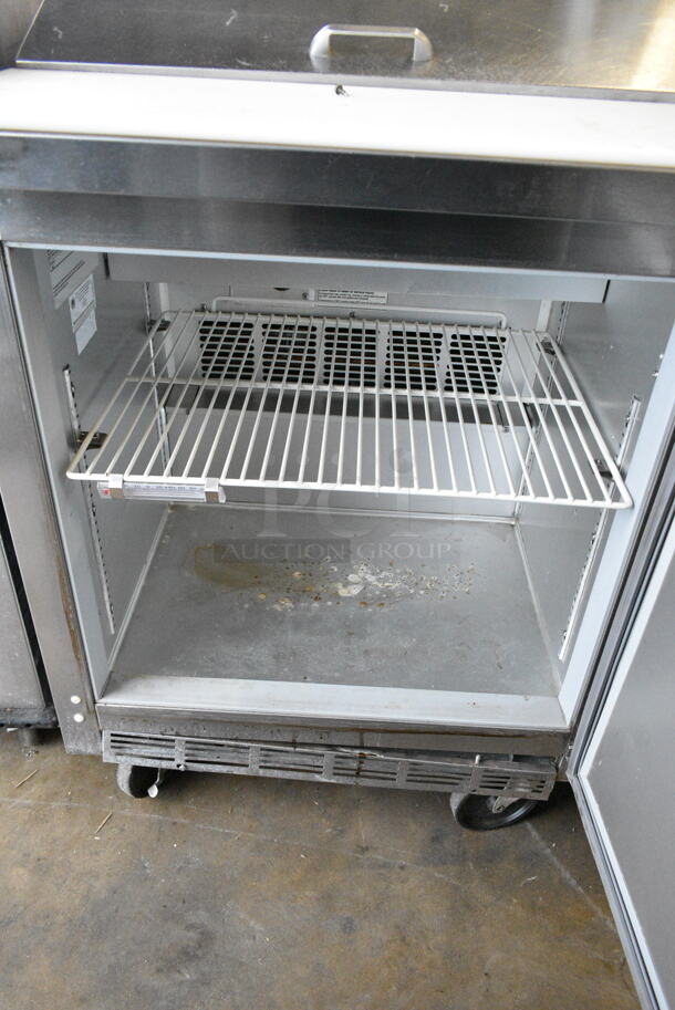 Beverage Air SPE27 Stainless Steel Commercial Sandwich Salad Prep Table Bain Marie Mega Top on Commercial Casters. 115 Volts, 1 Phase. Tested and Powers On But Does Not Get Cold - Image 5 of 6