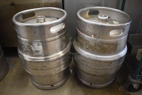 2 Metal 1/2 Size Barrel Kegs. 15x15x24. 2 Times Your Bid!