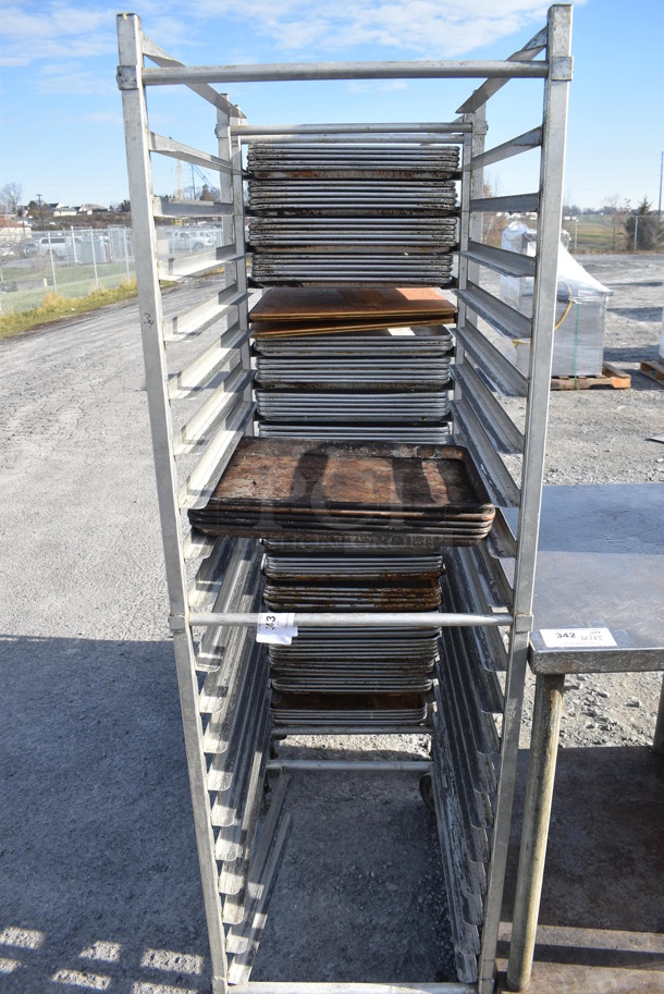 Metal Commercial Pan Transport Rack on Commercial Casters. 21x26.5x69
