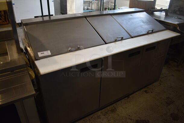 Delfield Stainless Steel Commercial Sandwich Salad Prep Table Bain Marie Mega Top on Commercial Casters. 72x35x45. Tested and Working! - Image 2 of 8