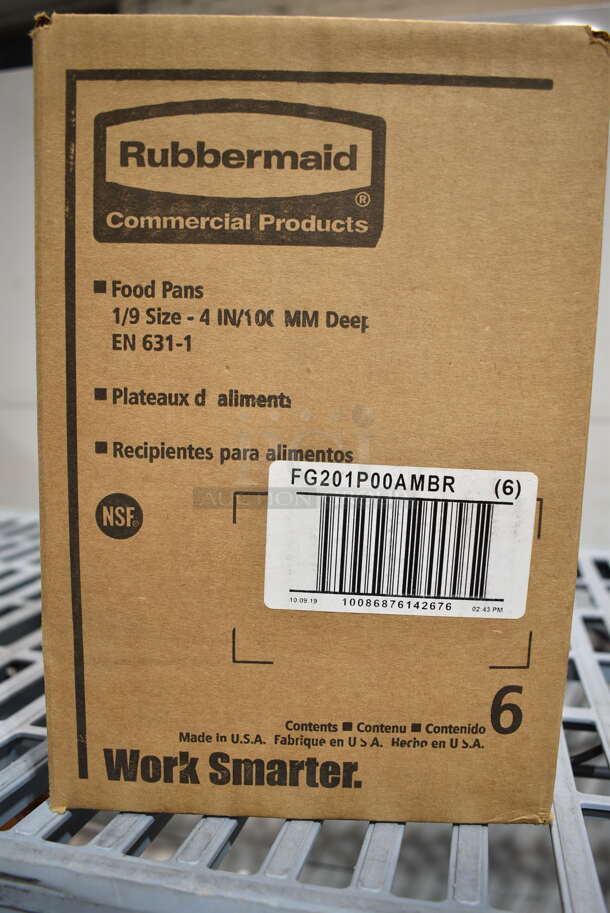 12 Boxes of 6 BRAND NEW! Rubbermaid FG201P00AMBR Amber Poly 1/9 Size Drop In Bins. 1/9x4. 12 Times Your Bid! - Image 6 of 7