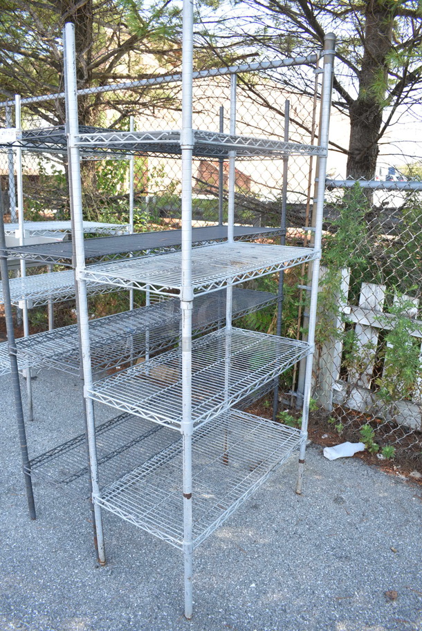 2 Wire 4 Tier Shelving Units. BUYER MUST DISMANTLE. PCI CANNOT DISMANTLE FOR SHIPPING. PLEASE CONSIDER FREIGHT CHARGES. 36x18x74, 60x18x74. 2 Times Your Bid!  - Image 2 of 3