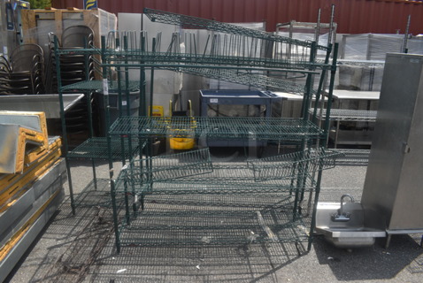 4 Tier Green Metro Style Shelf BUYER MUST DISMANTLE. PCI CANNOT DISMANTLE FOR SHIPPING. PLEASE CONSIDER FREIGHT CHARGES.