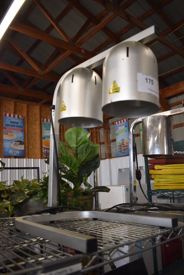 Metal Commercial Countertop 2 Head Warming Lamp. No Bulbs. 14x20x23. Tested and Working! - Image 2 of 4