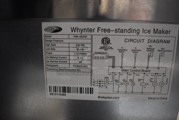 BRAND NEW SCRATCH AND DENT! Whynter FIM-450HS Stainless Steel Free Standing Electric Powered Ice Maker.115 V. Tested and Working!  - Image 6 of 6