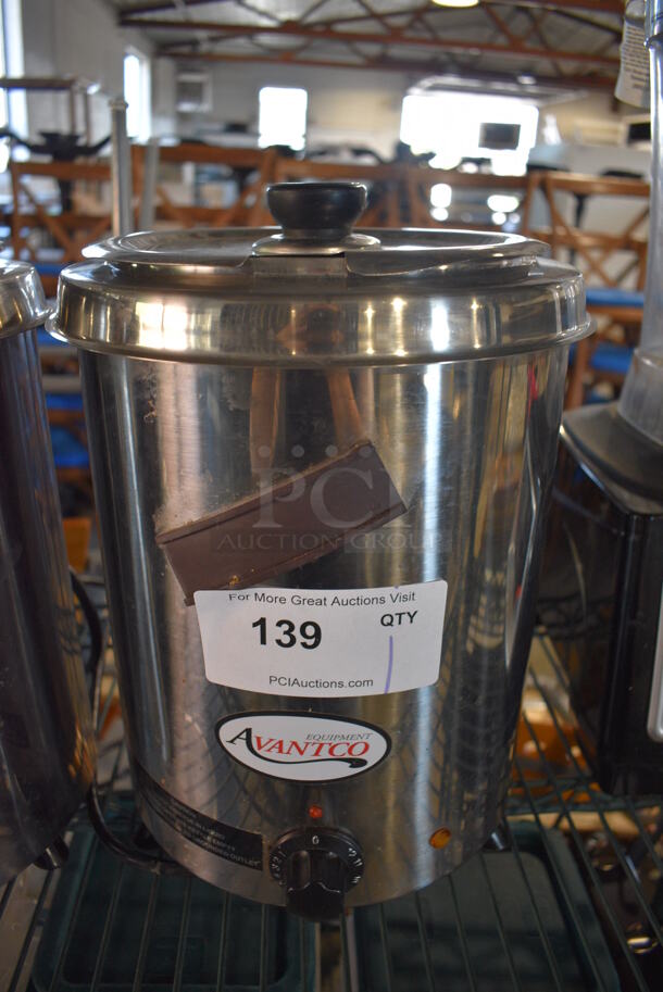 Avantco Model 177W300SS Stainless Steel Commercial Countertop Soup Kettle Food Warmer. 110 Volts, 1 Phase. 10.5x10.5x14. Tested and Working!