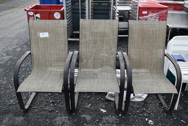 3 Metal Patio Chairs w/ Arm Rests. 24x28x41. 3 Times Your Bid!